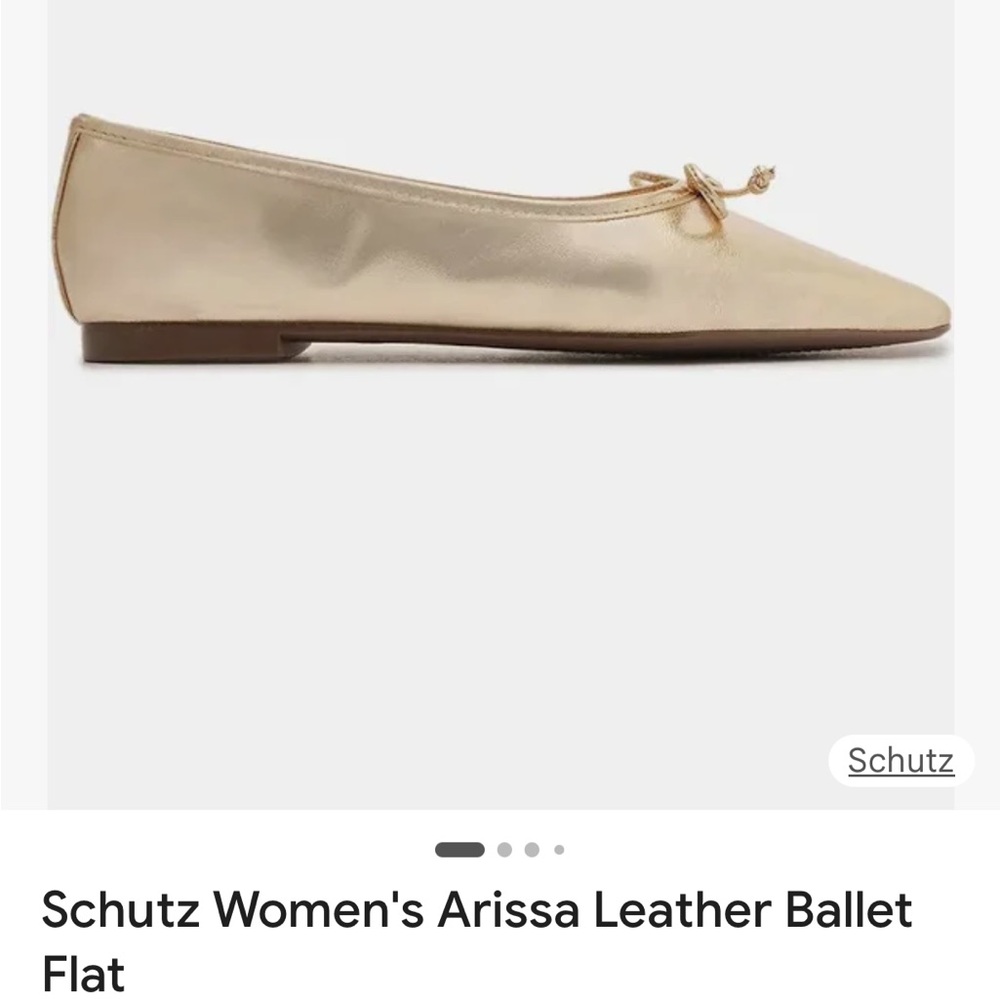 NEW SCHUTZ Women's Arissa Gold Leather Ballet Flat